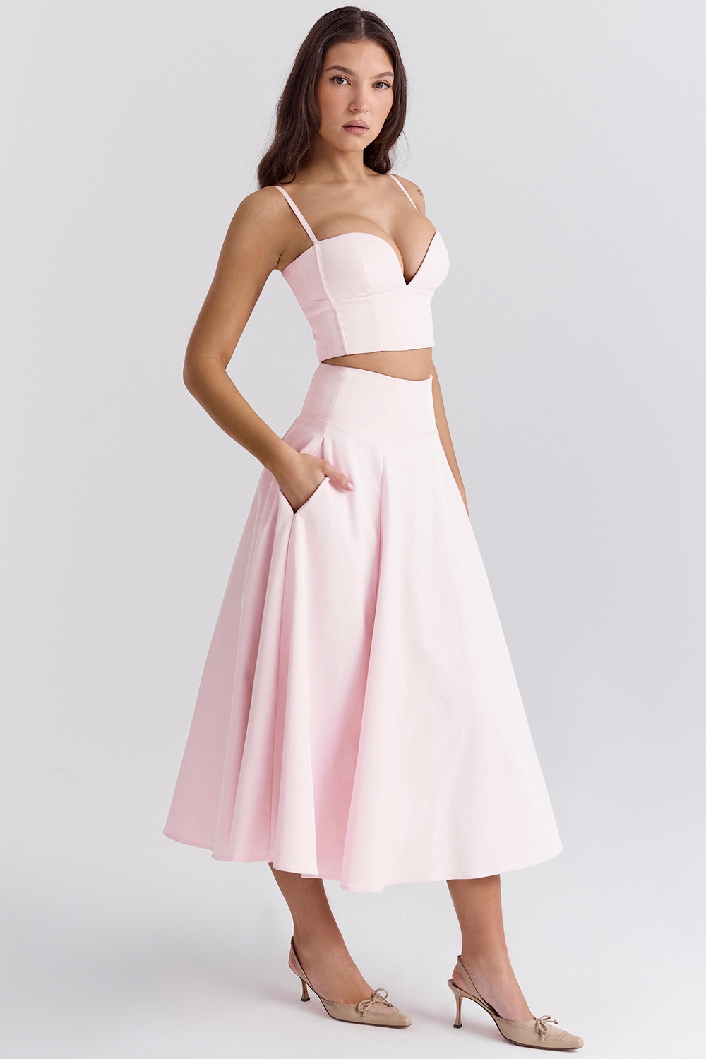 Rita-Ballerina Pink A-Line Midi Skirt