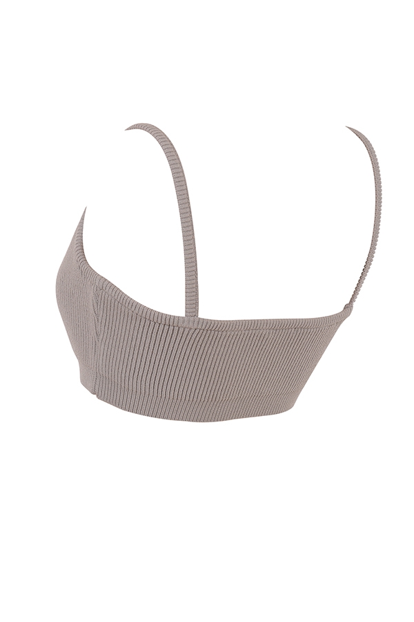 Mischa-Taupe Ribbed Knit Bralette - SALE