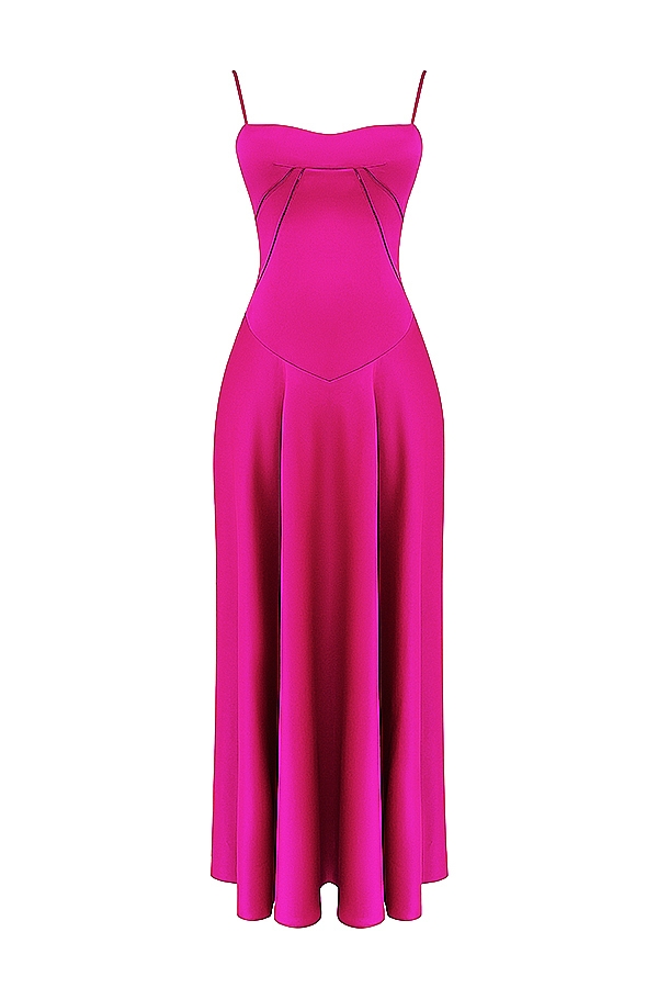 Anabella-Fuchsia Lace Up Maxi Dress