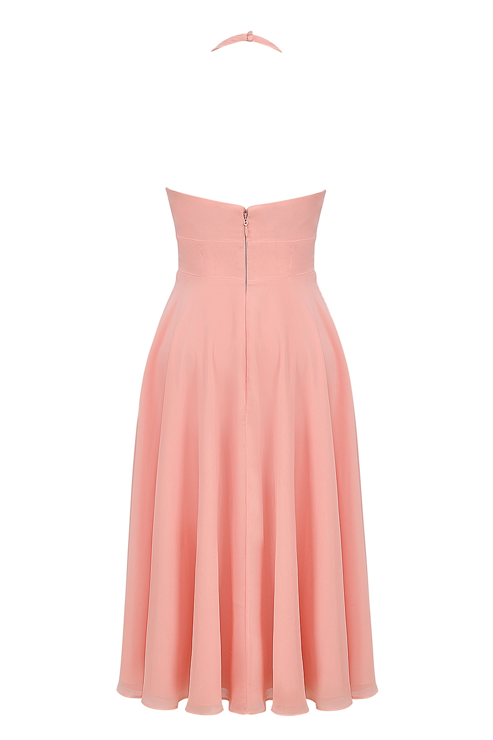 Solada-Peach Georgette Halter Sundress