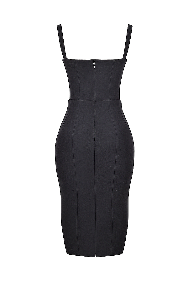 Bellissima-Black Sweetheart Midi Dress