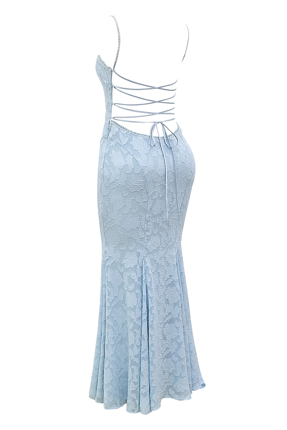 Joan-Bluebell Lace Up Back Maxi Dress