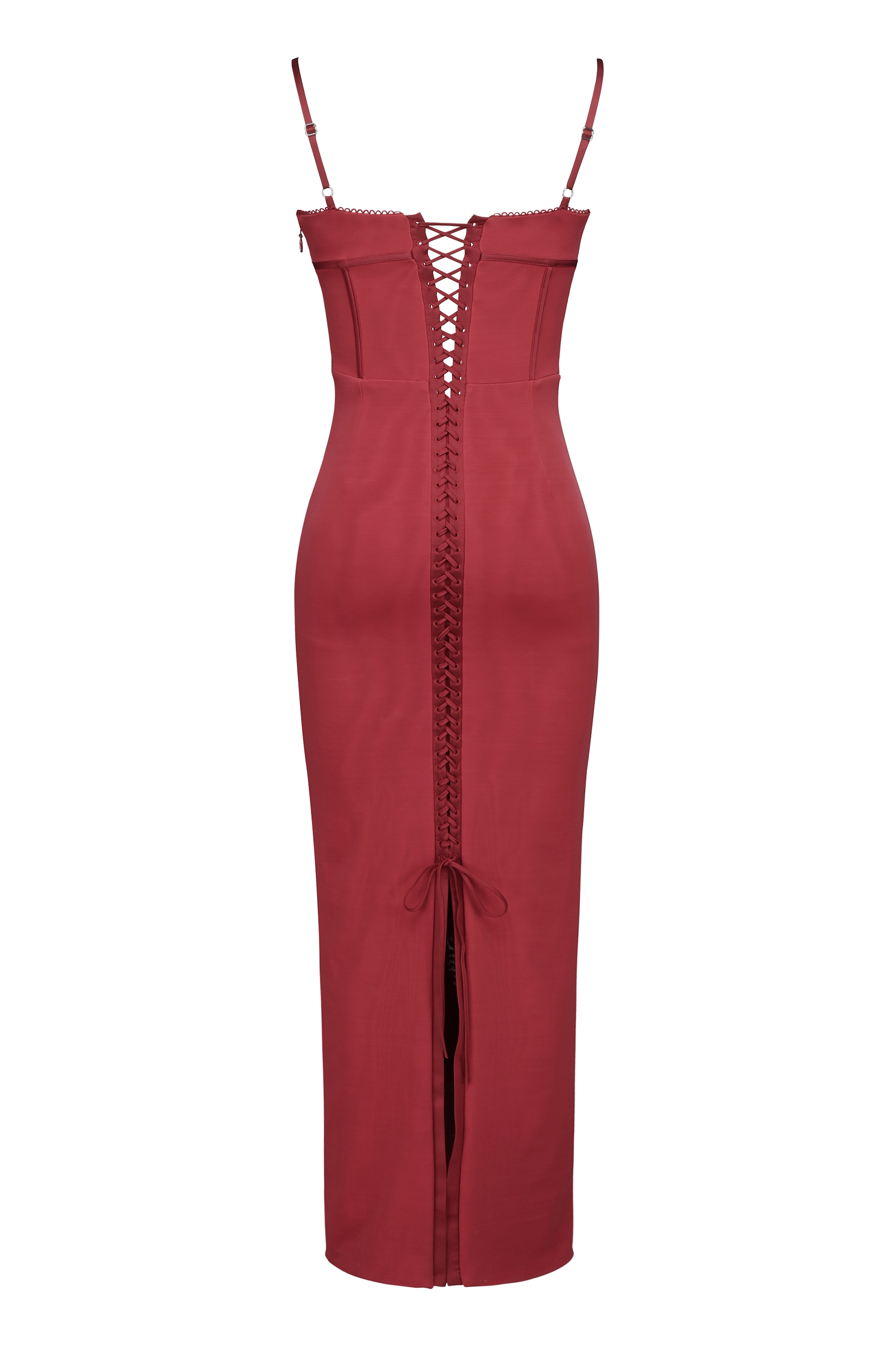 Romy-Wine Mesh Bodycon Maxi Dress