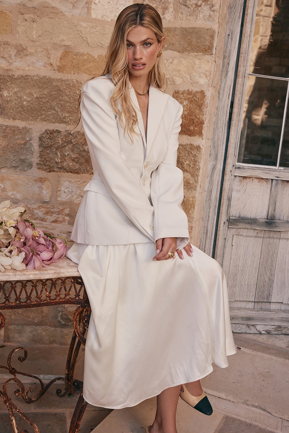 Sariah-Ivory Contour Tailored Blazer