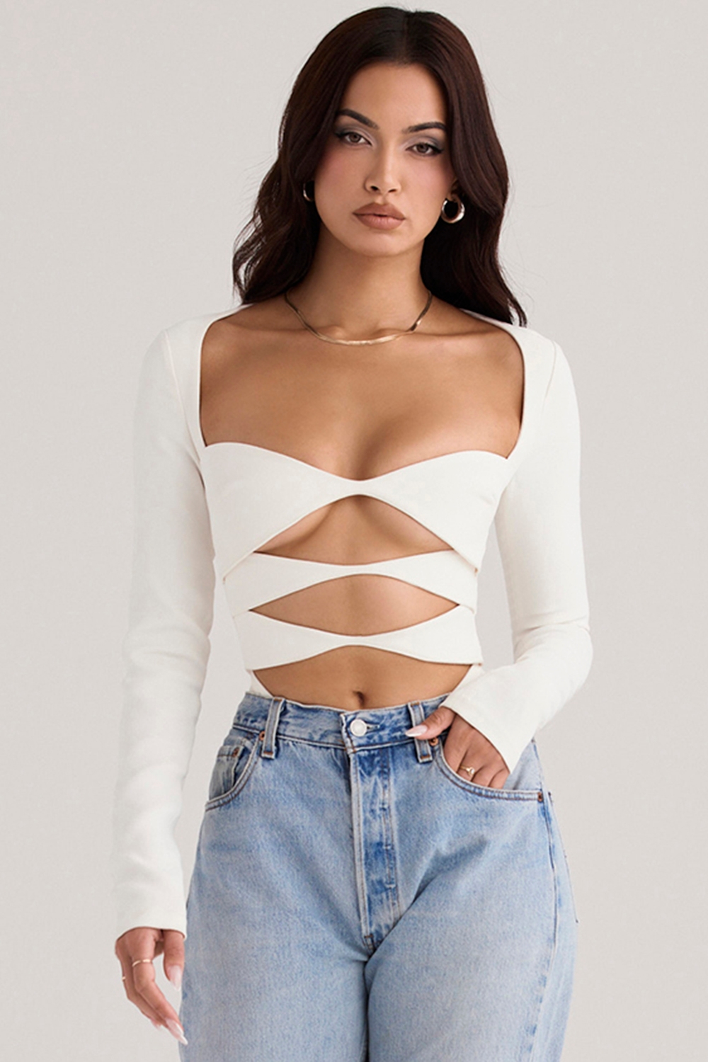 Danica-White Cutout Bodysuit