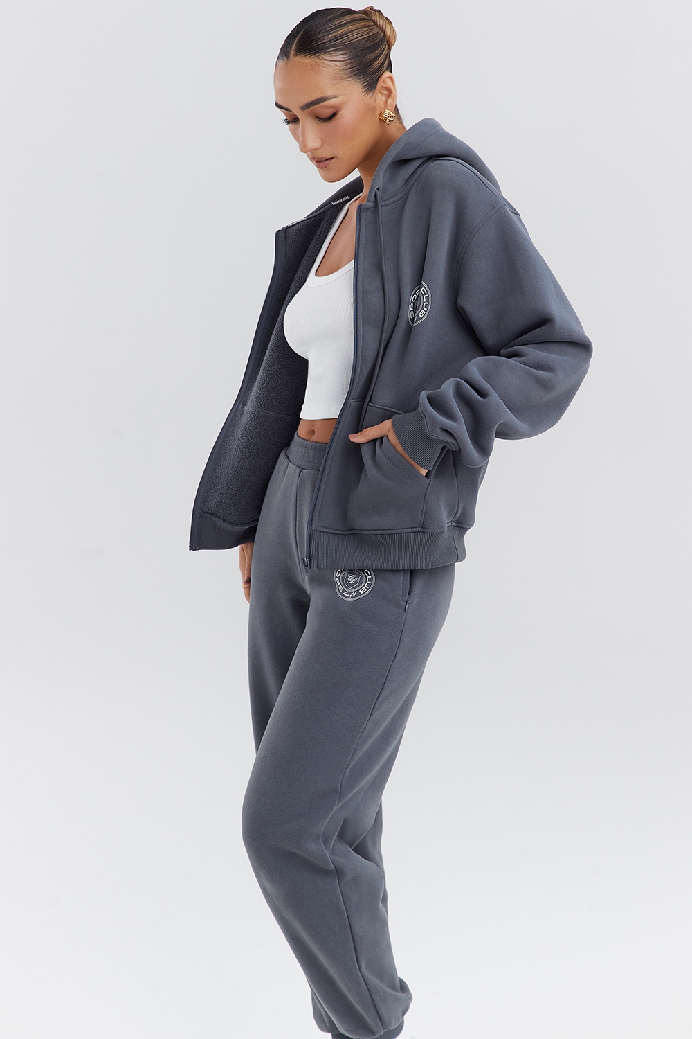 Mirage-Slate Zip Through Hoodie