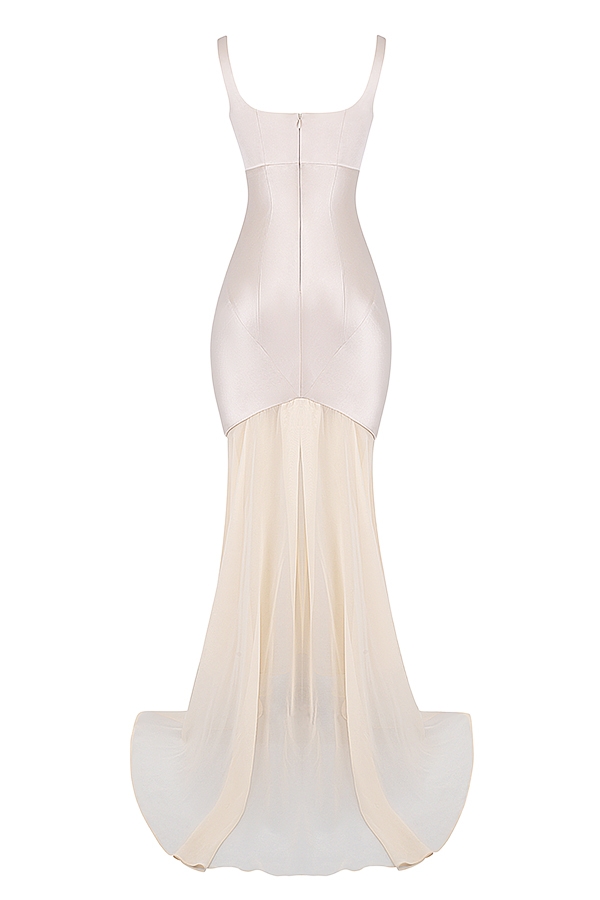 Vittoria-Champagne Chiffon Floor Length Gown