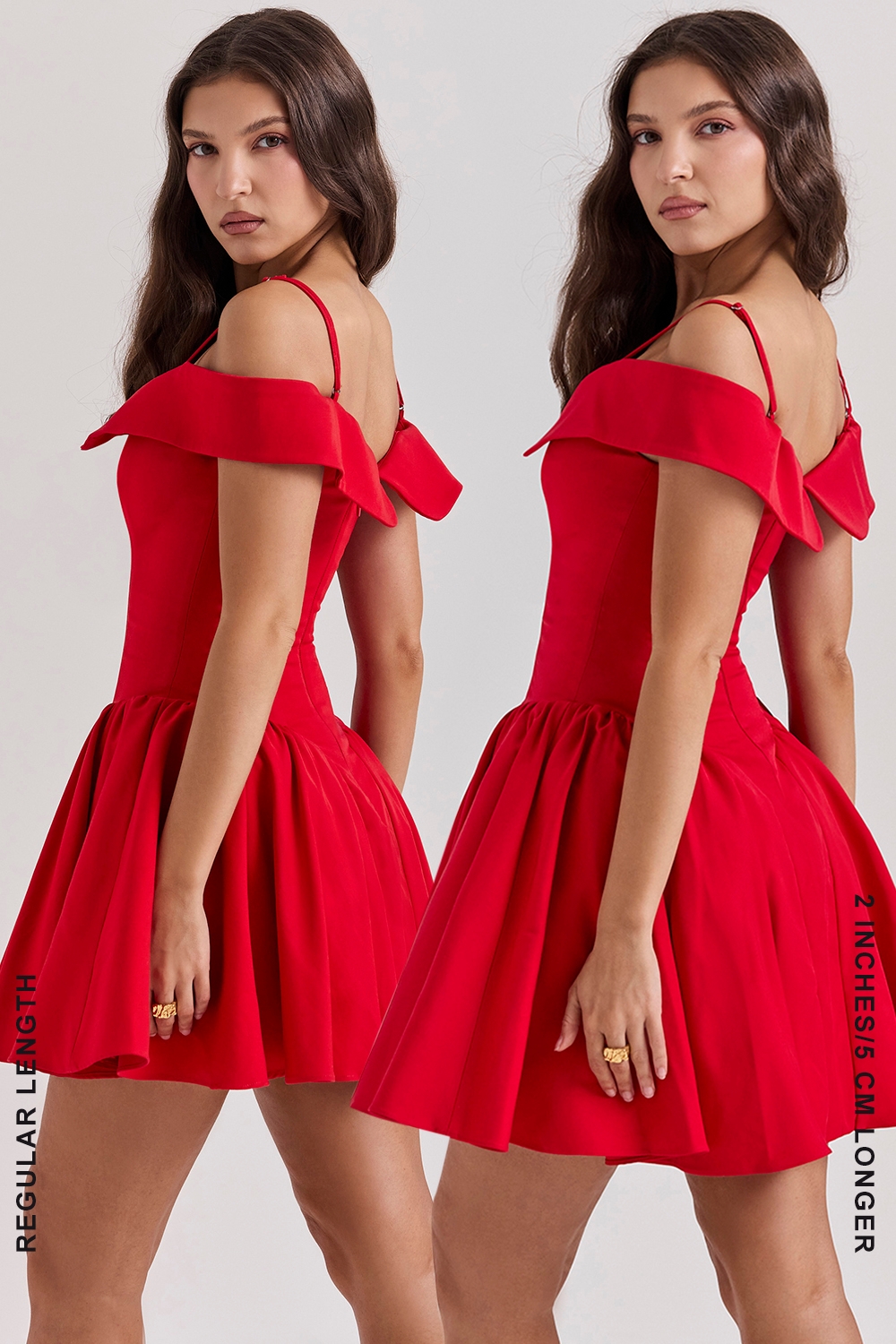 Elida-Scarlet Off Shoulder Mini Dress