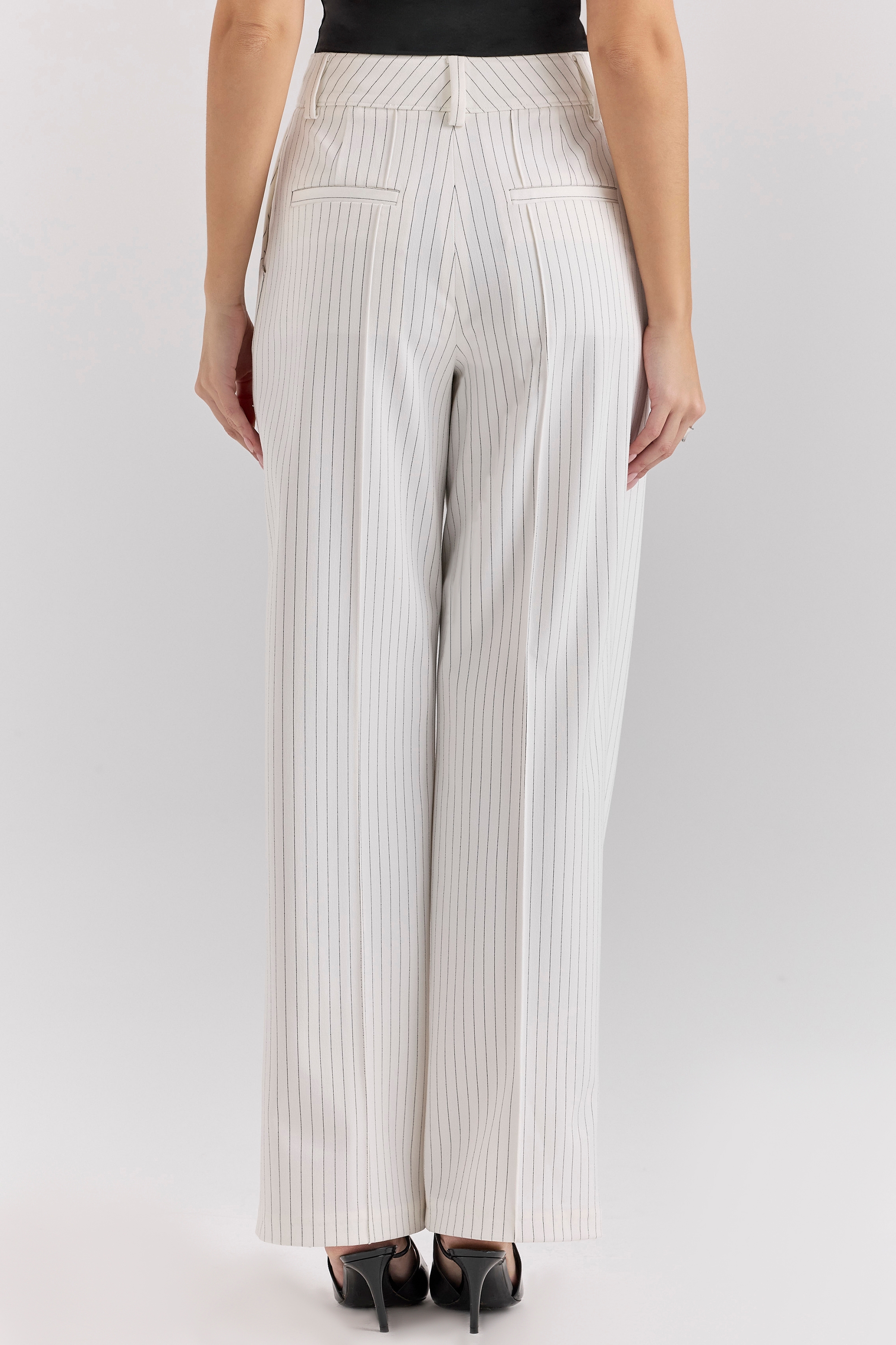 Hayden-White Pinstripe High Waist Tailored Trousers