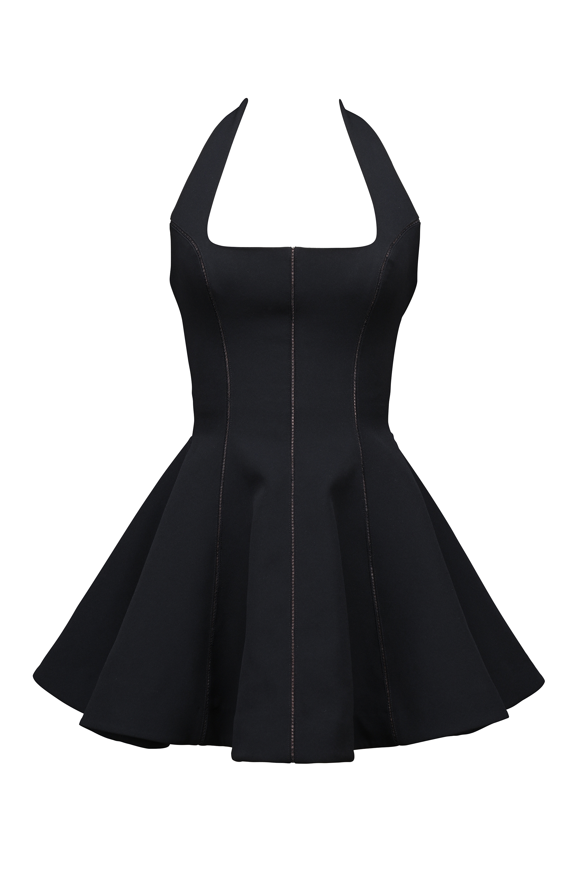 Loulette-Black Halter Neck Bow Mini Dress