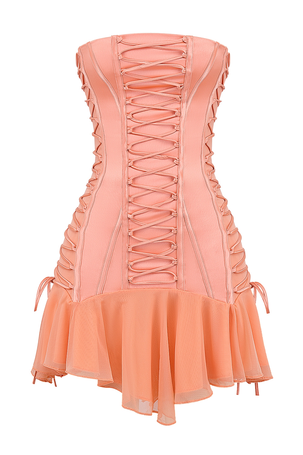 Sirena-Sorbet Satin Strapless Mini Dress