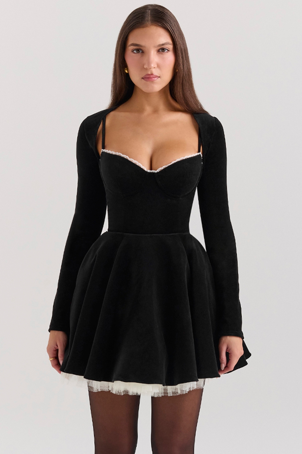 Harmony-Black Stretch Velvet Cropped Bolero