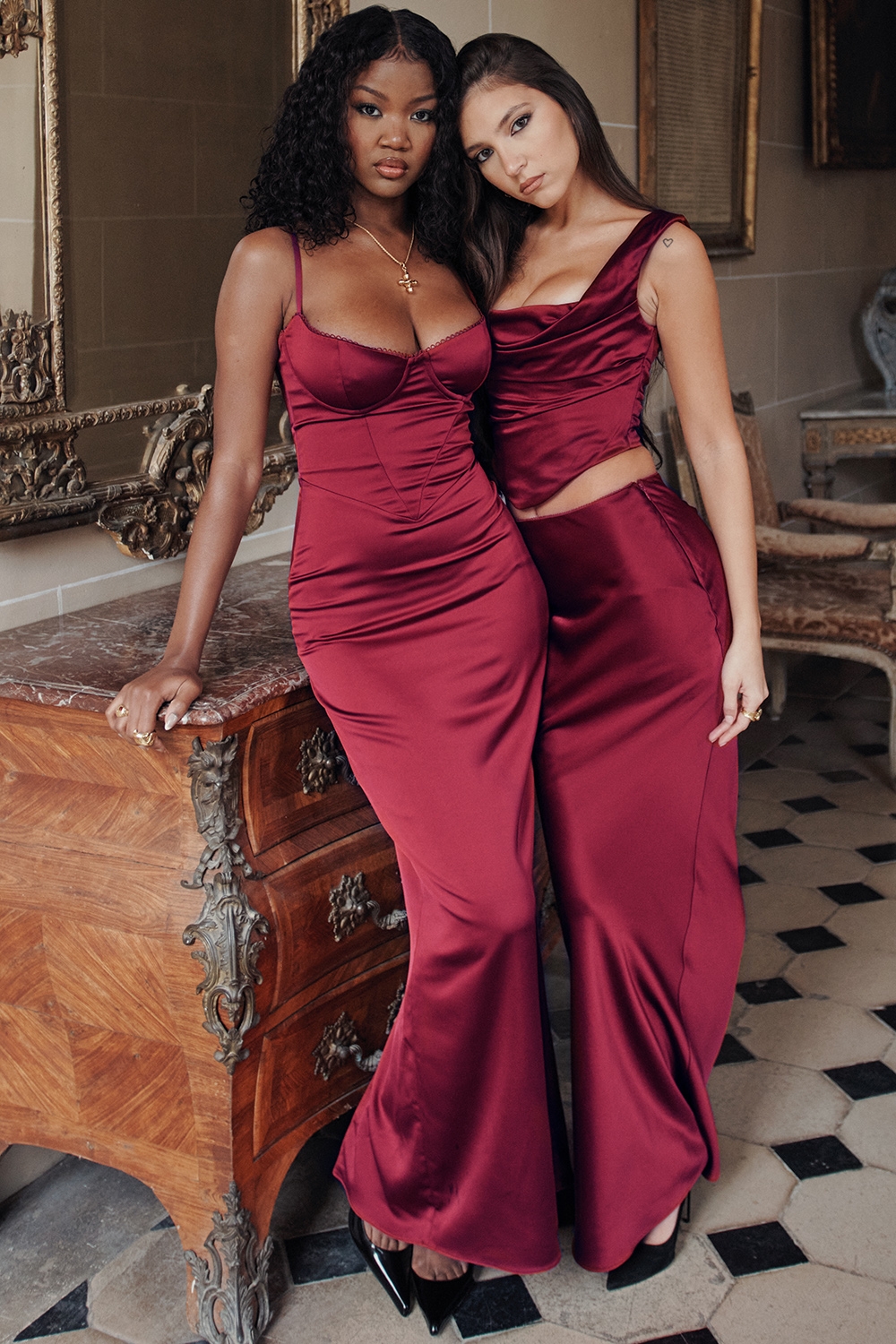 Sydel-Ruby Satin Bias Cut Maxi Skirt