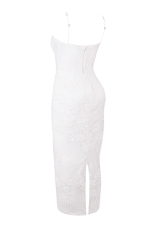 Eva-White Floral Lace Maxi Dress