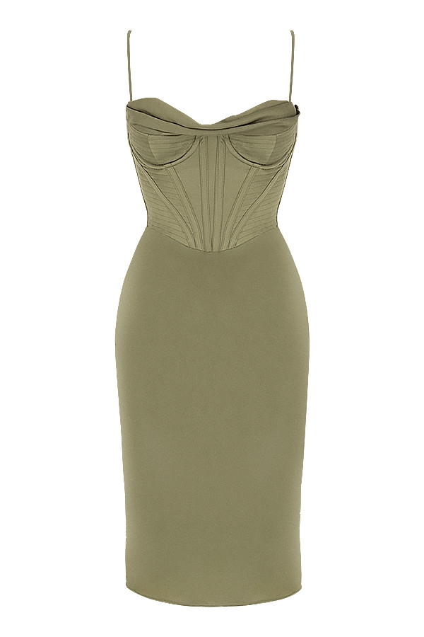 Myrna-Olive Corset Slip Dress