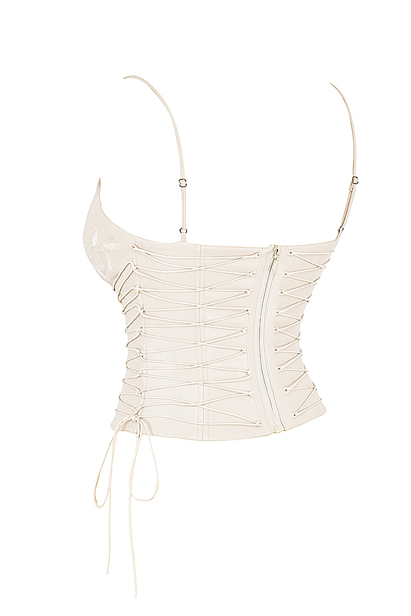 Antonella-Off White Vegan Leather Corset