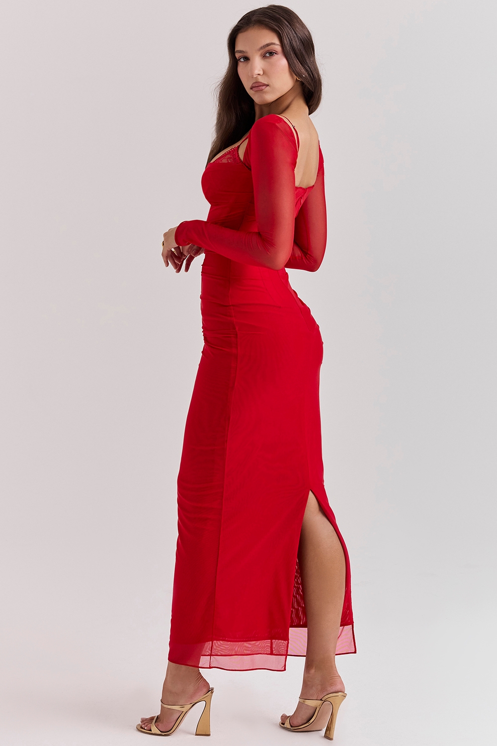 Katarina-Scarlet Long Sleeve Maxi Dress