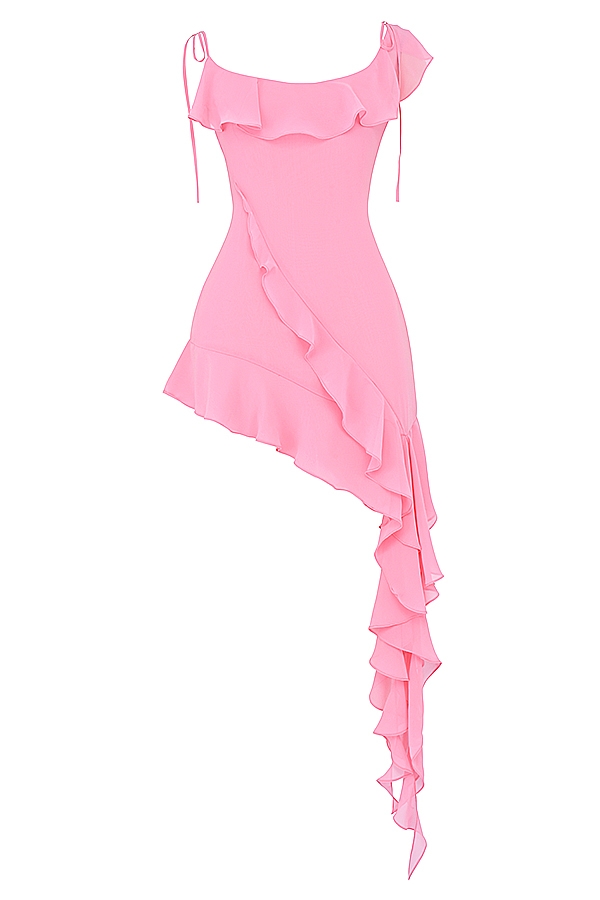 Marcia-French Pink Ruffle Mini Dress