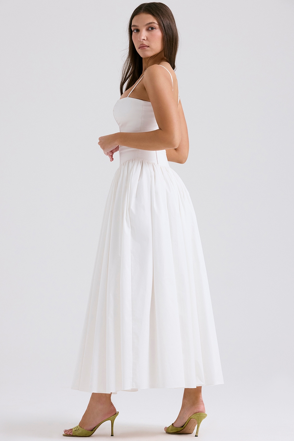 Ysabella-White Cotton Maxi Sundress