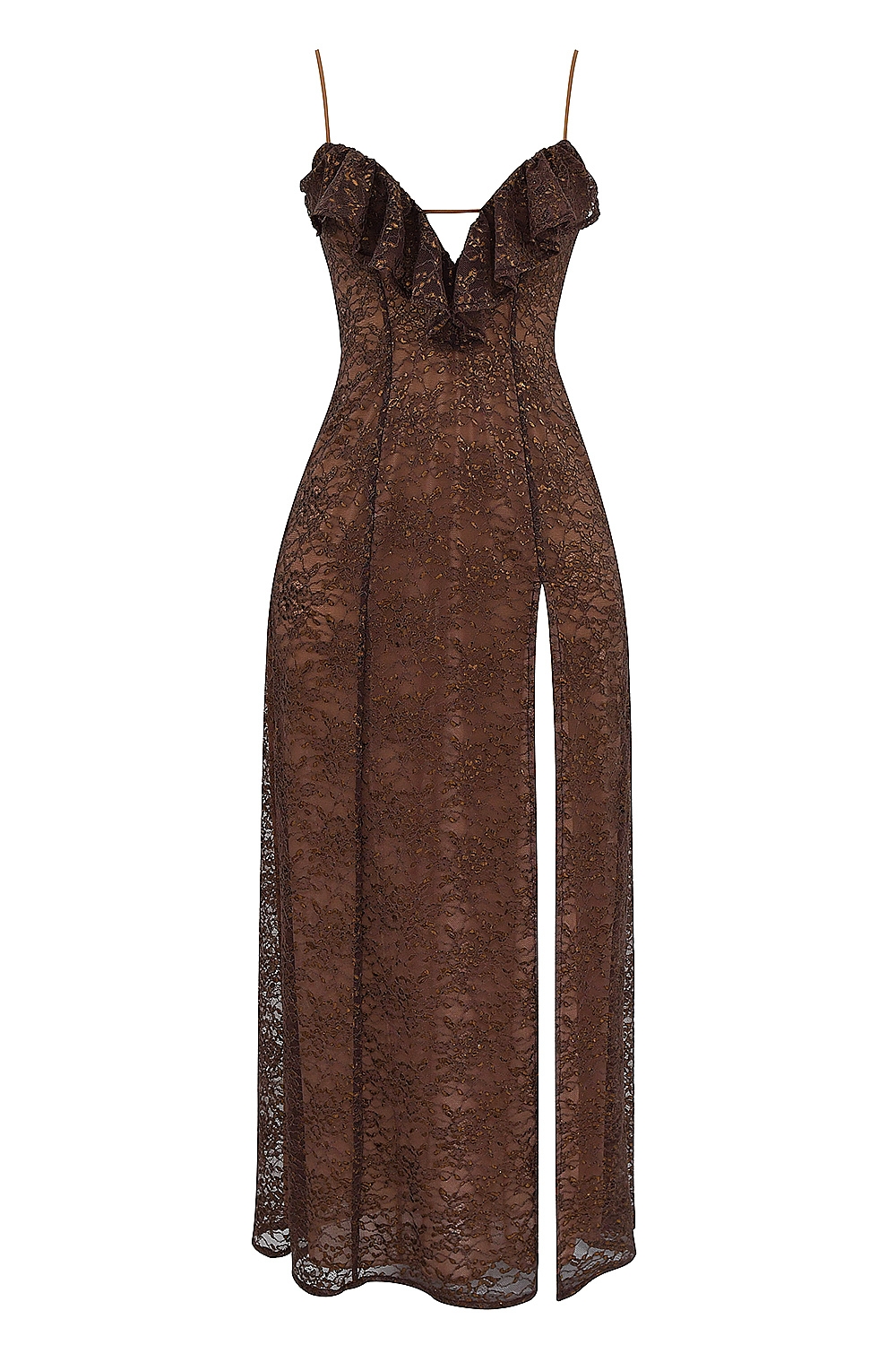 Lucianna-Espresso Lace Maxi Dress