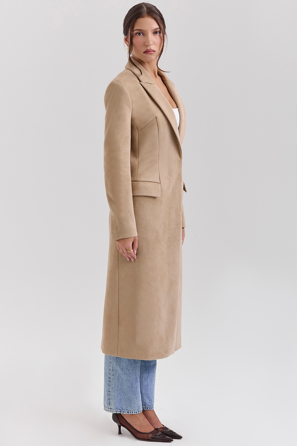 Remi-Camel Single Breasted Long Coat