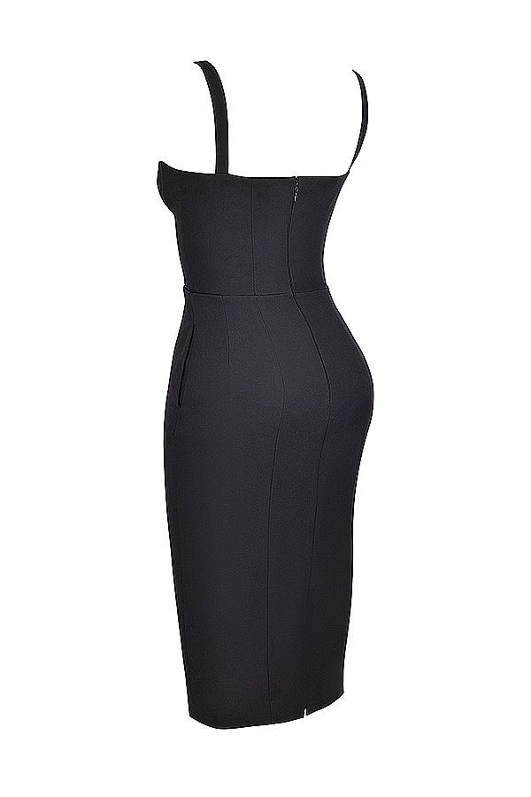 Bellissima-Black Sweetheart Midi Dress