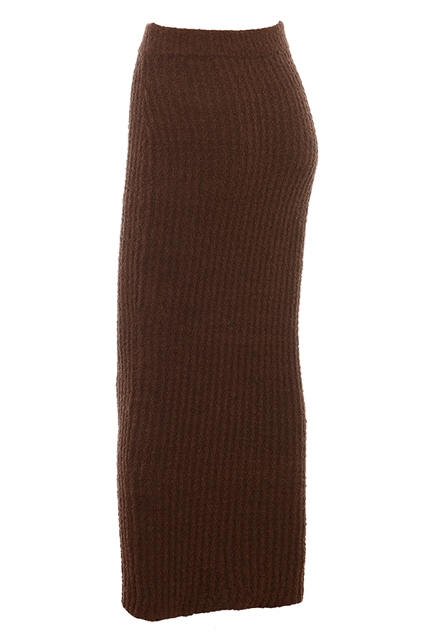 Sloane-Chocolate Soft Cotton Boucle Maxi Skirt - SALE