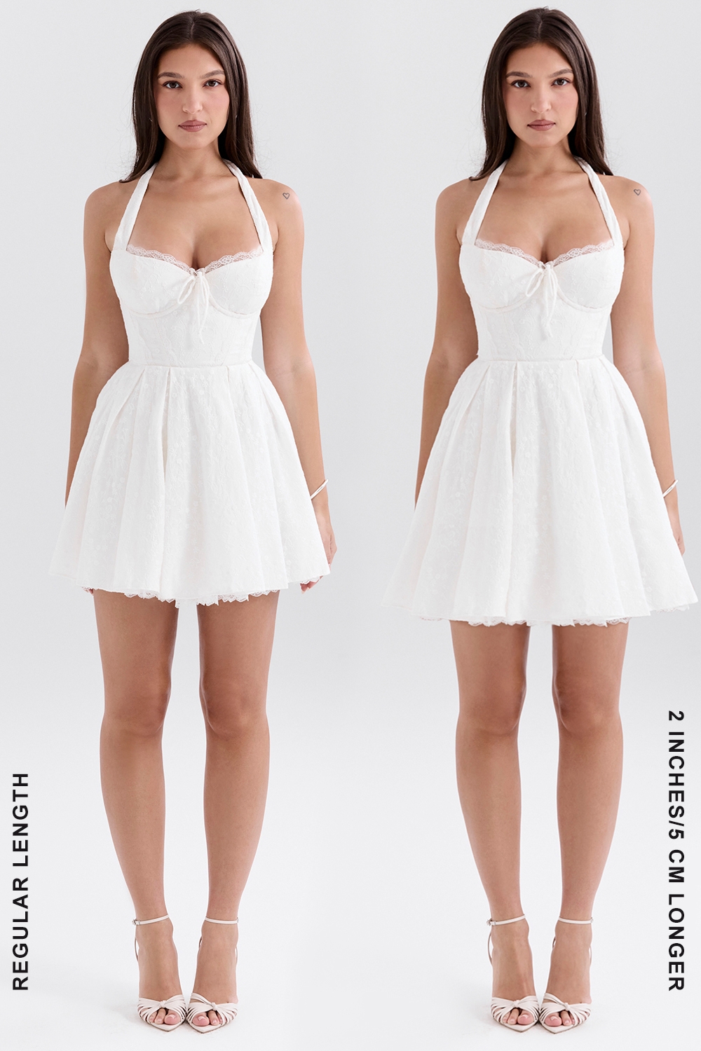 Harriet-White Broderie Anglais Halter Mini Dress