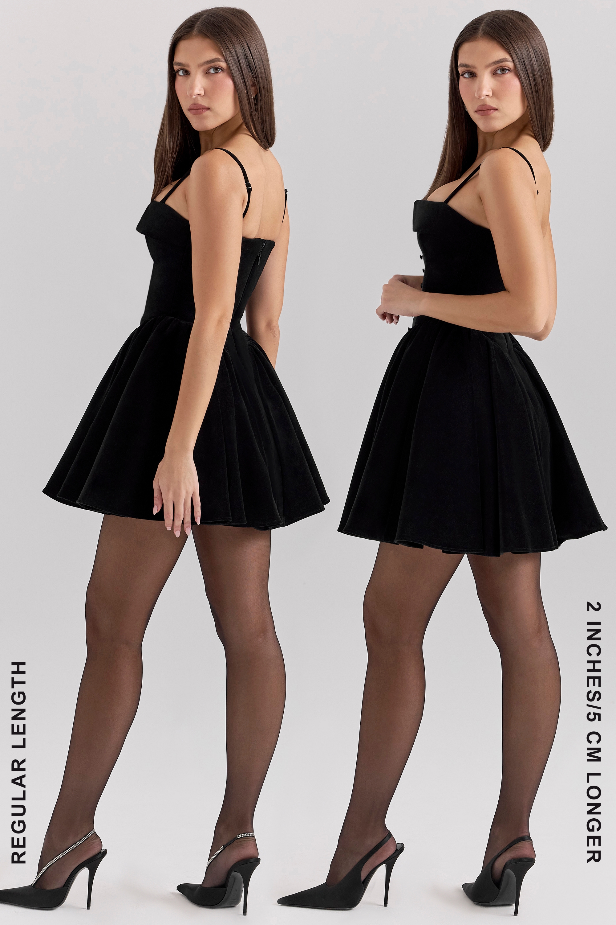 Selina-Black Velvet Tulle Mini Dress