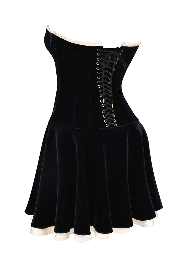 Marilla-Black Velvet Strapless Dress