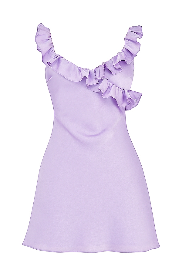 Tink-Orchid Satin Ruffle Mini Dress