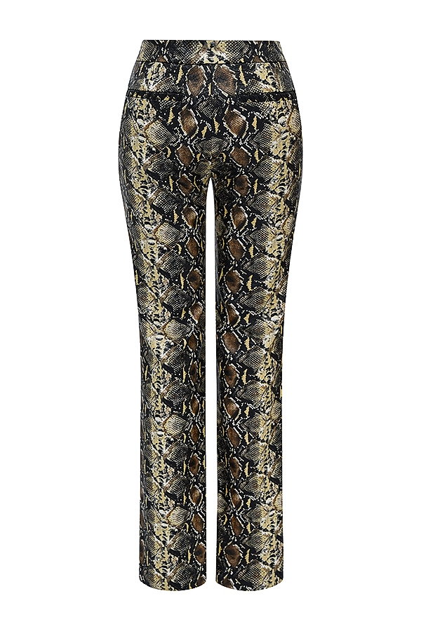 Serina-Snake Print Vegan Leather Trousers