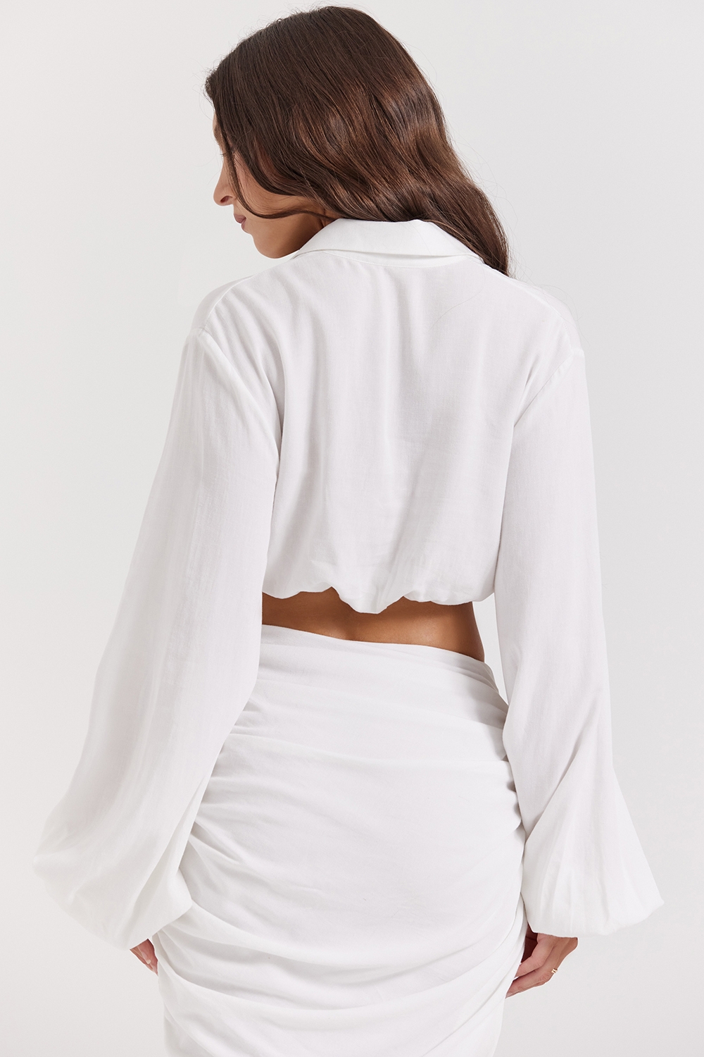 Palmer-White Plunge Blouson Top