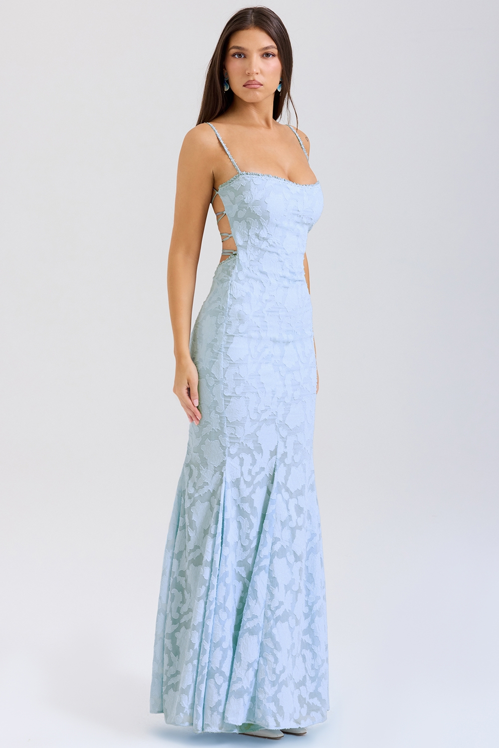Joan-Bluebell Lace Up Back Maxi Dress