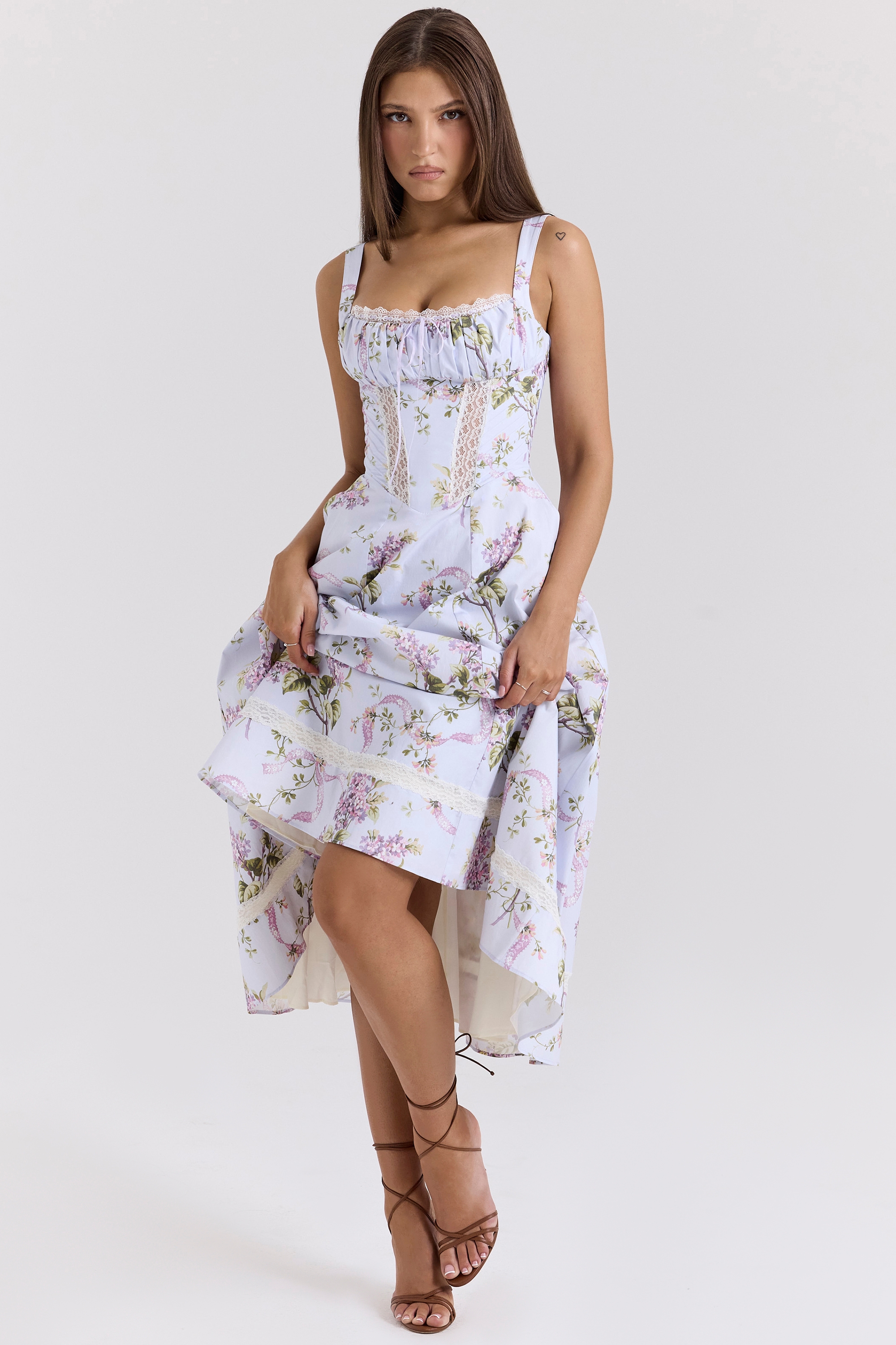 Kim-Lilac Floral Cotton Midi Sundress