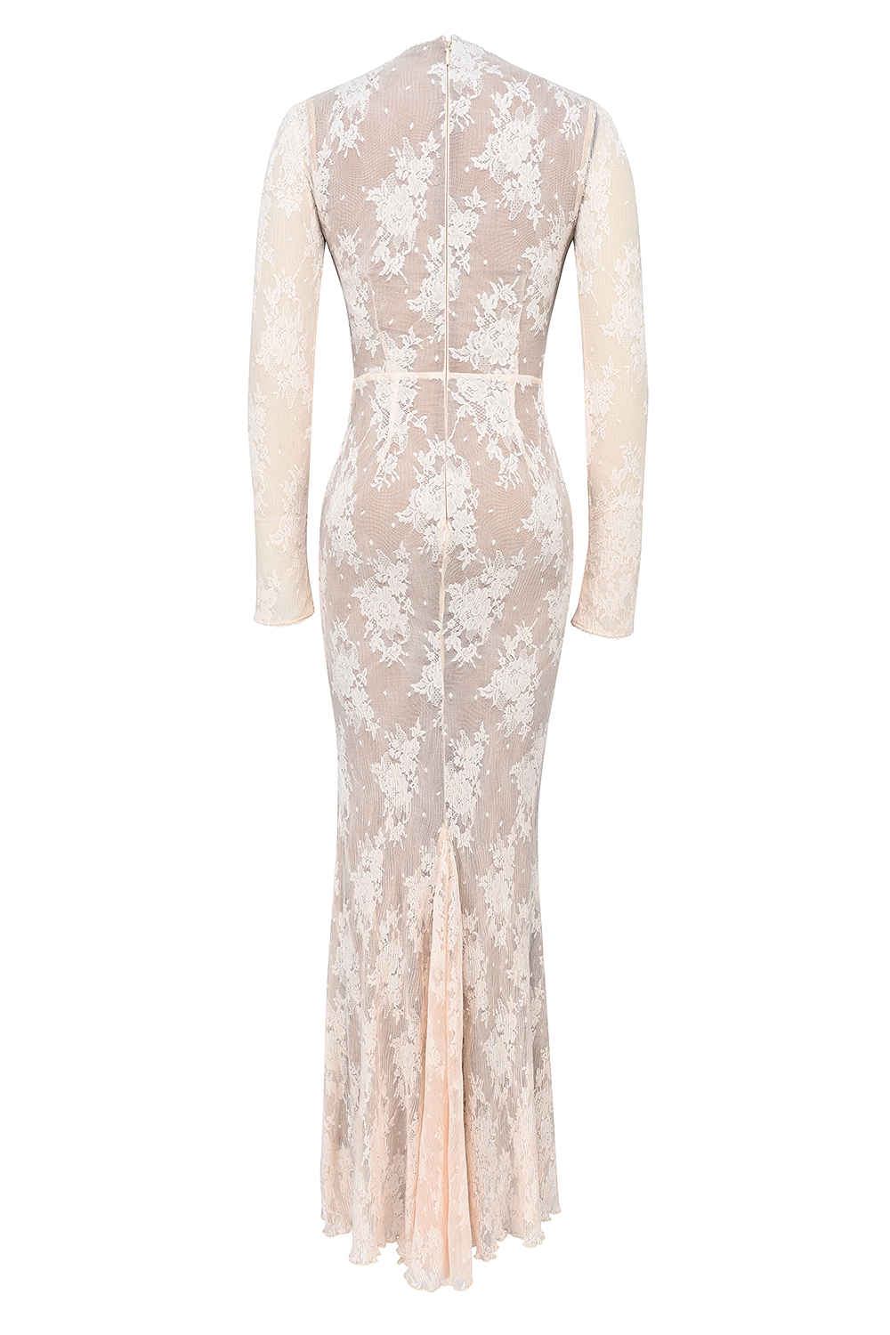 Isoline-Peach Lace Maxi Dress
