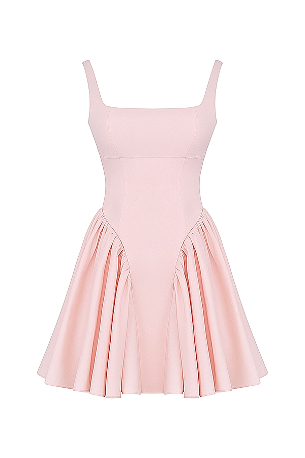 Florianne-Soft Peach Bow Mini Dress