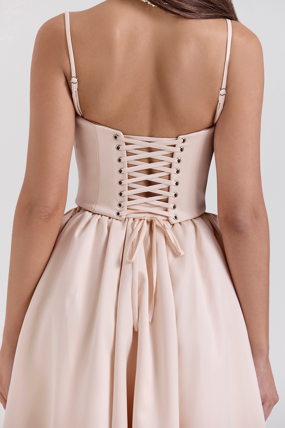 Perfect-Peach Satin Corset and Skirt - SALE