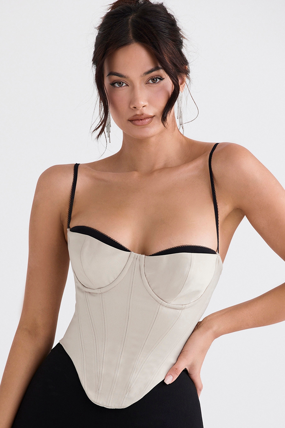 Luette-Beige Satin Underwired Corset