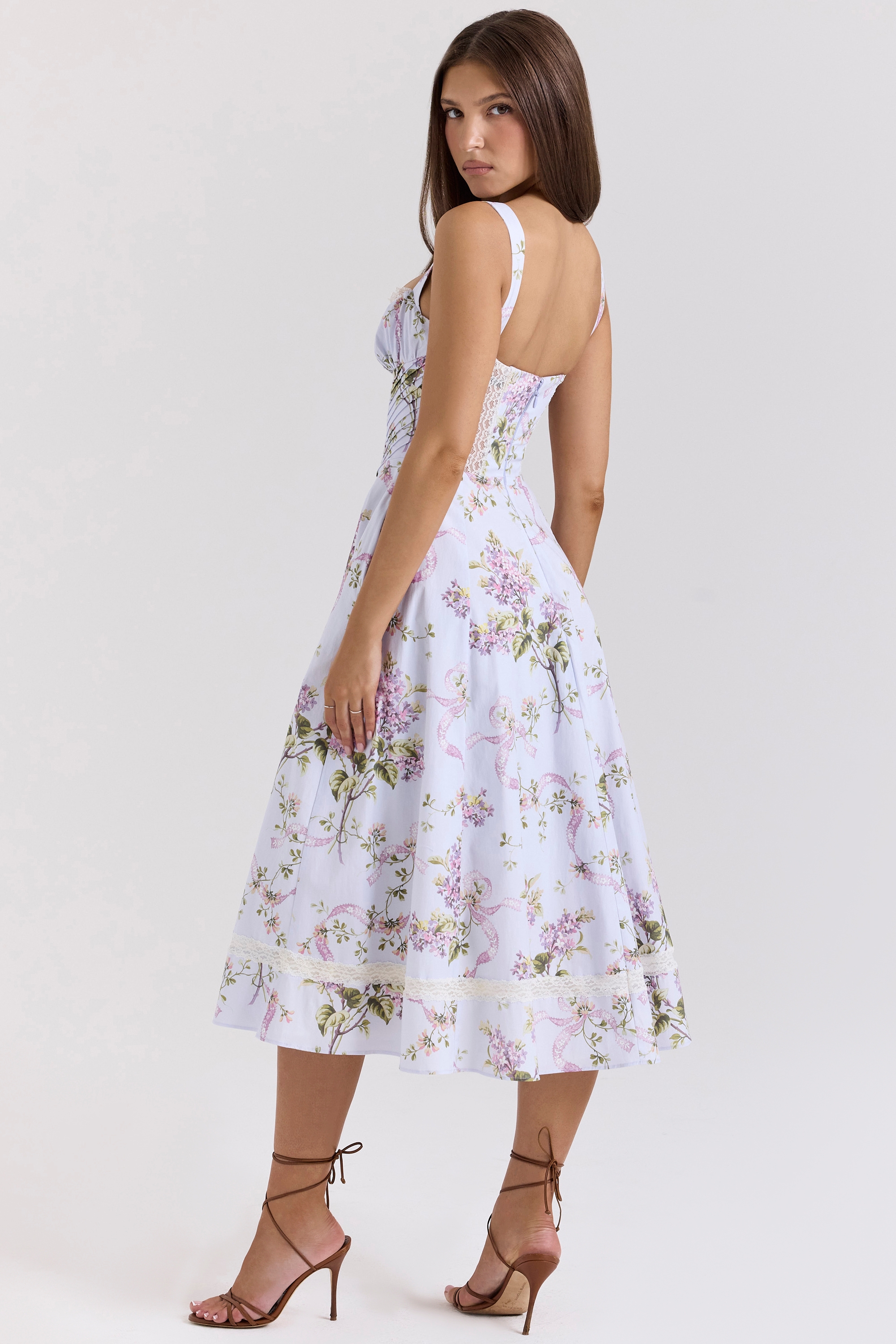 Kim-Lilac Floral Cotton Midi Sundress