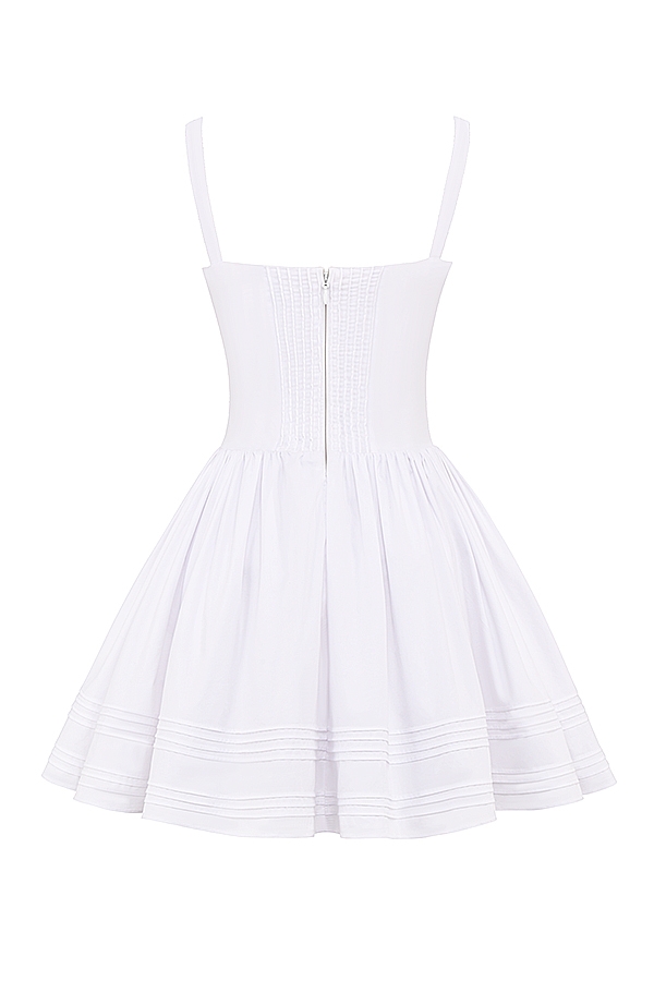 Natassia-White Cotton Mini Dress