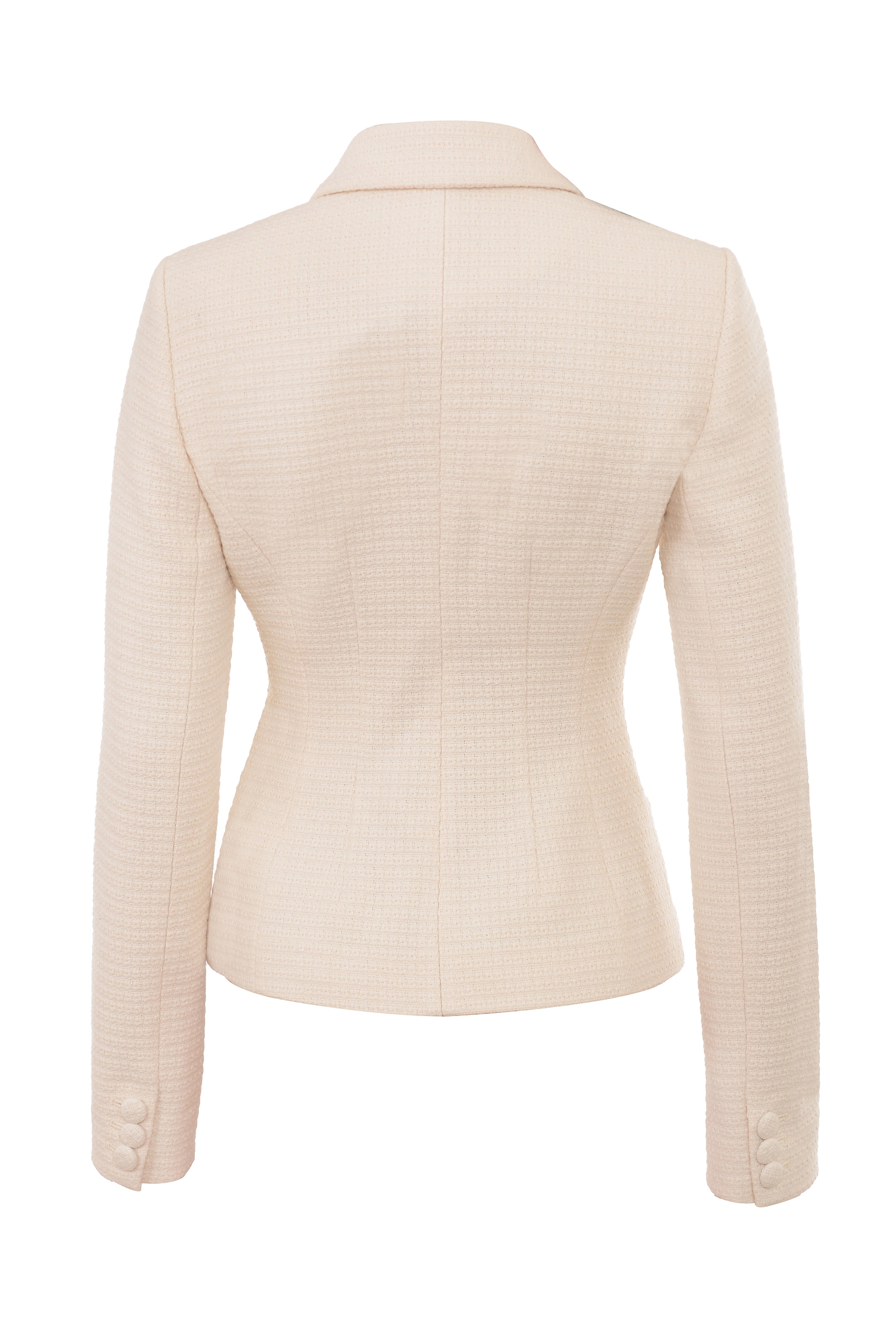Misha-Cream Boucle Button Front Blazer