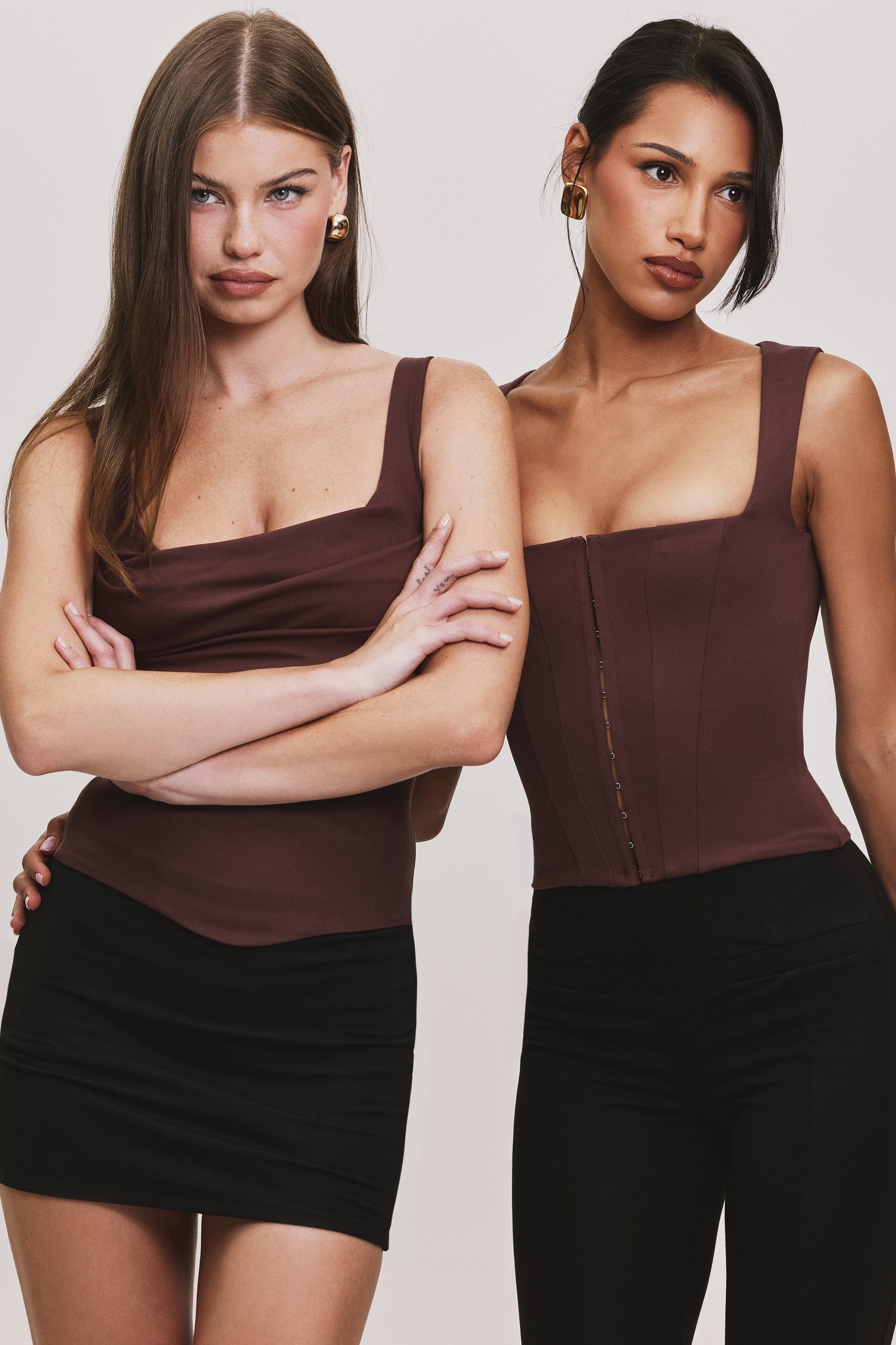 The Drape Neck-Chocolate Corset Top