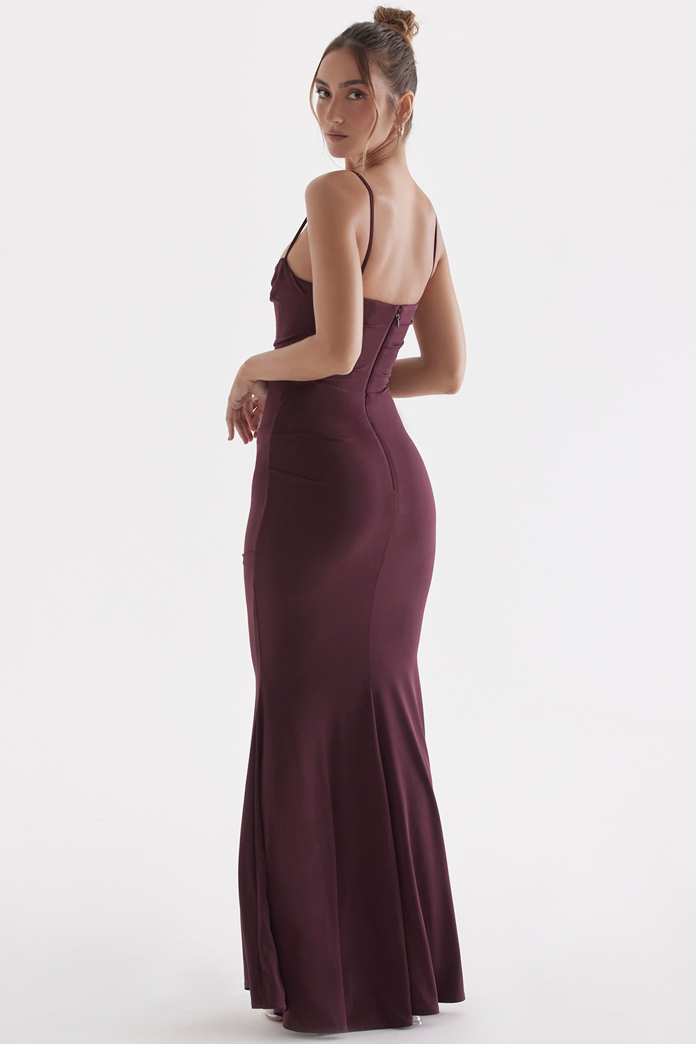 Milena-Dark Cherry Corset Maxi Dress