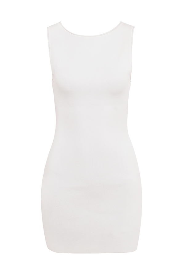 Laguna-White Stretch Knit Mini Dress - SALE