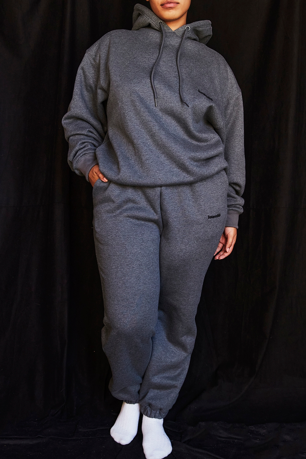 Sky-Dark Grey Fleece Back Jogging Trousers