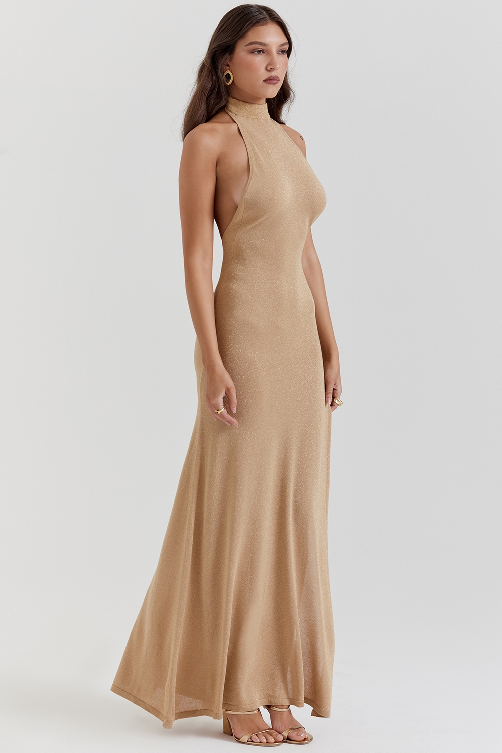 Selia-Gold Knit Maxi Dress