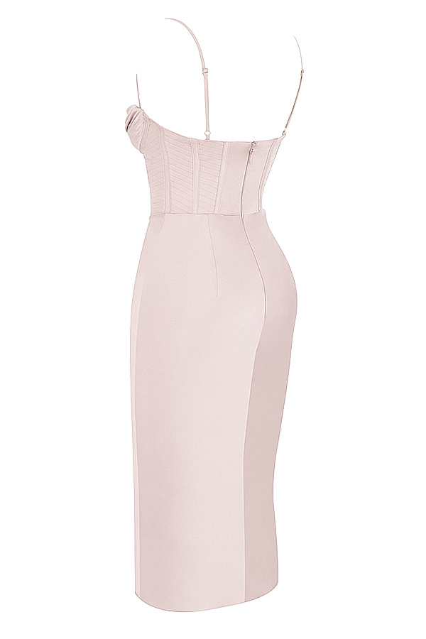 Myrna-Crystal Satin Corset Midi Dress