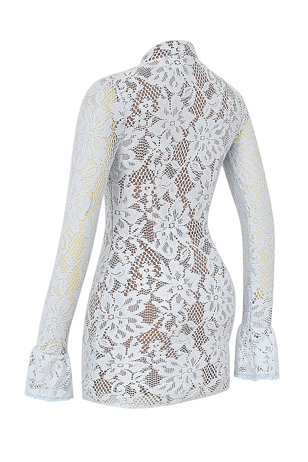 Brianna-Bluebell Keyhole Lace Mini Dress