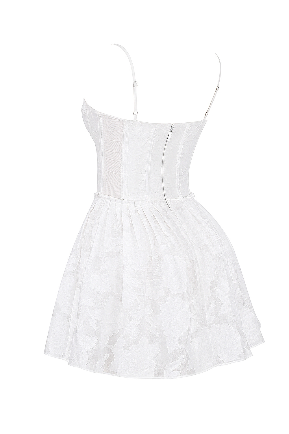 Nerissa-White Jacquard Corset Mini Dress